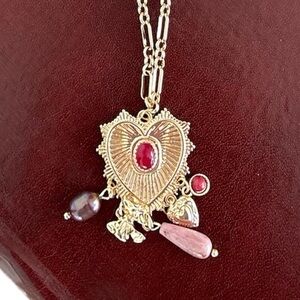 Francesca's Collections Gold Necklace with Pink Accents